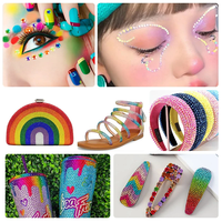 Vente en gros de 4500 pièces, ensemble de strass en résine pailletée multicolore à taille mixte, colle sur strass à dos plat pour bricolage, nail art