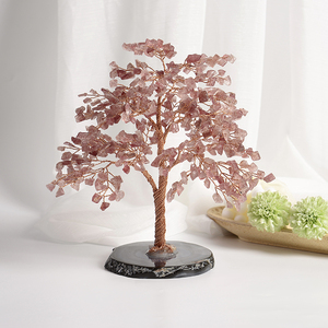 Handmade Agate cơ sở pha lê trang trí tinh tế Citrine sỏi Fortune Tree đồ trang trí tự nhiên với khắc mặc quần áo cho máy tính để bàn - Product Image 2