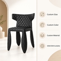 Chaise de salle à manger en cuir PU capitonnée de diamants, design personnalisé, style nordique avant-gardiste, pour projets de restaurants et cafés haut de gamme