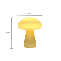 Lampe LED Champignon en Verre Style Crème, AC 5V Américain, Abat-jour Orange/Beige/Rose, Veilleuse à Intensité Variable par Bouton pour Chambre à Coucher et Table de Chevet