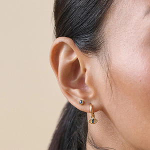 Pendentif en argent sterling 925 Bohème, topaze bleue, mauvais œil, créole - Product Image 3