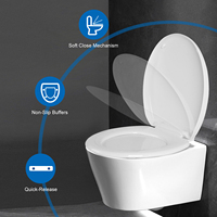 Abattant de toilette universel économique pour salle de bain, abattant de toilette avec fermeture amortie, abattant de toilette en plastique 45 cm