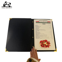Housse de menu en cuir PU rigide pour hôtel et restaurant, logo en relief, protection d'angle, impression personnalisée, changement facile des pages intérieures, personnalisable
