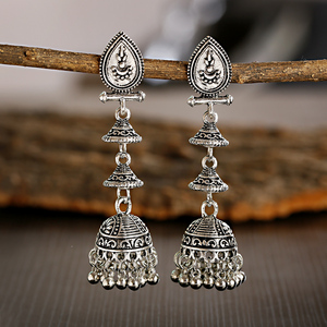 Trang Sức Jhumka Ấn Độ Mới 2021 Hoa Tai Cổ Dân Tộc Gypsy Vàng Kim Loại Chuông Lớn Phóng Đại Hoa Tai Lủng Lẳng Thả Dài Cho Phụ Nữ Brincos - Product Image 6