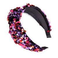 Bandeau à paillettes avec larges bordures et nœud coloré, 1 pièce, accessoires pour cheveux
