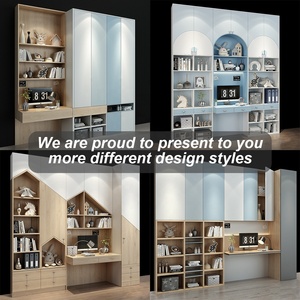 PA Modern Library โต๊ะไม้สำหรับเด็ก,โต๊ะคอมพิวเตอร์โต๊ะเรียนหนังสือพร้อมชั้นวางหนังสือ - Product Image 3