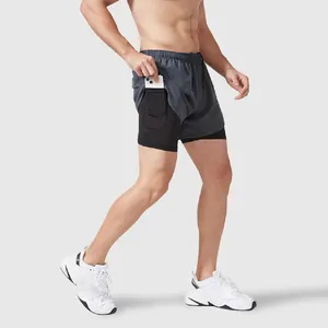 New Style Sports Men's Fast Drying And Breathable Double-layer Two-piece Training Fitness Running Shorts For Foreign Trade