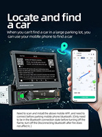 Lecteur multimédia rétractable 7 pouces 1DIN HD Carplay Android Auto avec Bluetooth, Mirror Link, Stéréo, Radio CD, MP5 pour amplificateur et aide au recul