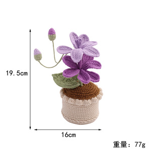 Planta Artificial de Flores de Tung en Maceta, Hecha a Crochet por Kexiang, Decoración de Escritorio de Poliéster, Regalo de Flores Artificiales - Product Image 5