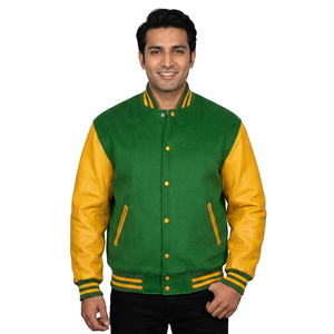 College Man Stylish Varsity <b>Jacket</b> in <b>Red</b> Black Made of Wool Leather XL Size Light Fabric Winter Season Embroidery Decoration - Product Image 1