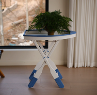 Table basse pliable au design nautique, en bois massif, avec pieds en forme d'aviron, table d'appoint, décoration d'intérieur, étagère de rangement