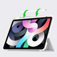 Casing Tablet iPad Mini 6 Akrilik Keras 8,3 Inci, dengan Cover Depan Kulit PU, Casing PC Transparan, dan Slot Pensil