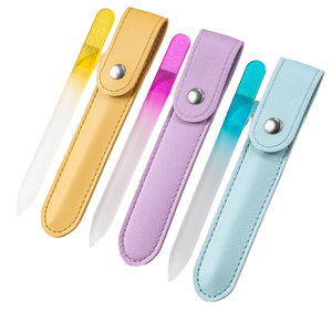 Mini limes à ongles en verre double face, lime à ongles droite en cristal avec sac en PU pour manucure, salon de manucure, soin des ongles - Product Image 1