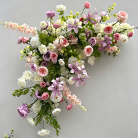 Guirlande florale artificielle rose et violette style forêt, boule de fleurs, chemin de table pour mariage, arrangement floral pour décoration d'allée de fête
