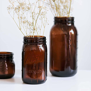 Lọ Mason Thủy Tinh Màu Hổ Phách Miệng Rộng 32 Oz Có Nắp Kín Lọ Mason Đóng Hộp Thủy Tinh Màu Hổ Phách Trong Suốt Lọ Mason Quart - Product Image 6