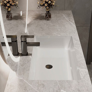 Meuble de salle de bain en bois massif avec vasque en céramique simple et sans joint - Product Image 6