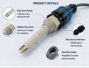 Sensor de Conductividad con Compensación de Temperatura, Sensor de Calidad del Agua Industrial para Agua de Uso Público y Piscinas - Product Image 5
