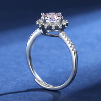 Nouvelle Arrivée 2026 – Bague Ajustable Fleur de Lotus en Argent Sterling 925 Fin avec Moissanite Colorée VVS GRA de 1 Carat à Taille Ronde