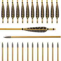 1. Flèches en bois à plumes naturelles de 5 pouces, tige de 8 mm, flèches universelles pour tir à l'arc, pour arc classique et longbow, chasse et entraînement