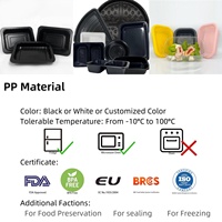 Conteneur alimentaire jetable en PP blanc personnalisé de 1375 ml, compatible micro-ondes, pour sushis, nouilles, jus
