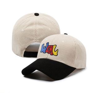 Gorra de Béisbol de Pana de Dos Tonos con Bordado Personalizado, Gorra de Papá Desestructurada de 6 Paneles - Product Image 6