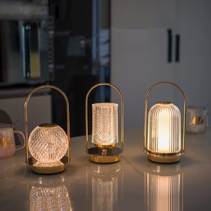 Phong Cách Cổ Điển Thay Đổi Độ Sáng Trang Trí Nội Thất Lampe De Bảng LED Vàng USB Có Thể Sạc Lại Pin Không Dây Pha Lê Bảng Đèn Món Quà Sang Trọng - Product Image 4