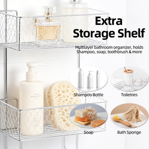 Organisateur de salle de bain suspendu robuste à 3 niveaux <span class=keywords><strong>pour</strong></span> <span class=keywords><strong>douche</strong></span>, support de <span class=keywords><strong>douche</strong></span> en métal chromé - Product Image 3