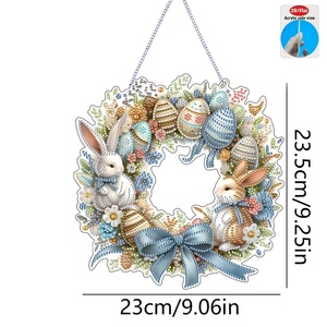 Ornamen Gantung DIY Pola Tema Paskah Telur Kelinci Lucu dengan Manik-manik Berlian Berkilau - Product Image 5