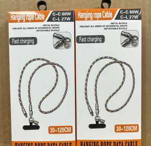 Câbles de lanière de 7MM 60W <span class=keywords><strong>2</strong></span> en <span class=keywords><strong>1</strong></span> corde tressée colorée <span class=keywords><strong>0</strong></span>.3M 1M câble de données de charge rapide tête en alliage de Zinc pour tous les téléphones mobiles - Product Image 4
