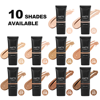 Sunscreen Matte Finish Tahan Air 10 Warna Pelembap Bebas Minyak Foundation Cair Kontur