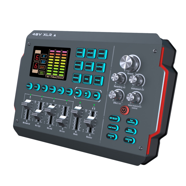 Podcast Desktop Setup Digital Audio Interface Live Sound Card With 48V XLR Microphone Live Sound Card