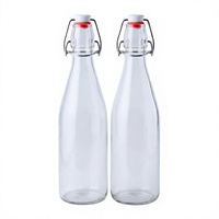 Bouteilles en verre cylindriques FastRack à ouverture pivotante/à bascule, 16 oz (500 ml), lot de 2 |   Couvercles hermétiques |   Huile d'olive réutilisable Kombucha |   Gratuit