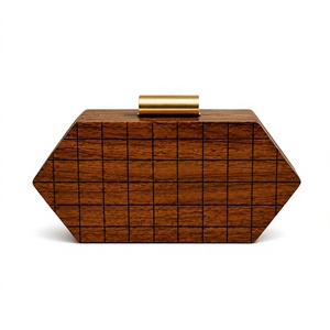 Bolso de Mano Contemporáneo de Madera SAFA INTERNATIONAL, Bolso Geométrico Tipo Caja, Hecho a Mano, Artesanía Natural, Bolsa de Regalo para Fiestas y Días Festivos - Product Image 1