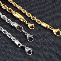 Collier en chaîne torsadée en or vermeil plaqué or 14k 18k en acier inoxydable de 2 mm 3 mm 4 mm 5 mm sur mesure en gros