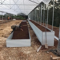 Penanam Logam Galvanis Luar Ruangan Persegi Panjang Ditinggikan Tempat Tidur Taman dengan Bagian Bawah untuk Berkebun Sayuran Bunga