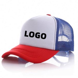Casquette de baseball en maille polyester à 5 panneaux avec logo 3D en relief personnalisé, broderie unie, casquette de golf vierge, casquette trucker en mousse 3 couleurs avec cordon - Product Image 1