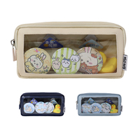 Trousse à crayons transparente en nylon style Ita Bag, double compartiment avec fermeture éclair, porte-badge, sacs à stylos portables pour l'école, style japonais personnalisable