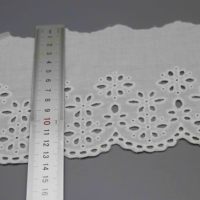 Tissu en dentelle brodée à œillets 100% coton de haute qualité, ruban floral pour robes de femmes et décoration intérieure