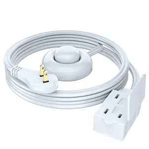 8Ft Extension Cord Safety Cover - Versatile and Safe White Flat Plug Cord with Multiple Outlets