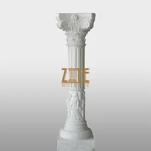 Natural Marble Hand Carved Decorative Support Columns