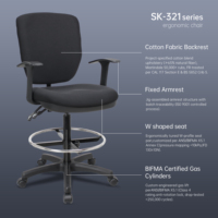 Chaise de dessin ergonomique certifiée par BSCI en usine avec siège en forme de W chaise de bureau tabouret de caissier avec repose-pieds anneau Silla De Cajero