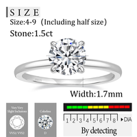 OAHLAN Vente en gros de bijoux fins, bagues de fiançailles en argent sterling 925 plaqué rhodium, moissanite 1,5 ct, coupe ronde, pour femmes