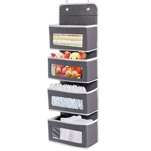Organisateur suspendu pour porte, 4 pochettes transparentes, sac de rangement, organisateur mural suspendu pour enfants - Product Image 1