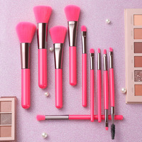 5 couleurs de haute qualité 10 pièces pinceaux cosmétiques fluorescents ensemble Durable Blush fard à paupières correcteur rouge à lèvres trousse à outils