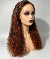 Perruques Lace Front HD transparentes en cheveux humains, couleur Ombré Bourgogne, haute densité, cheveux humains bruts originaux, en stock usine