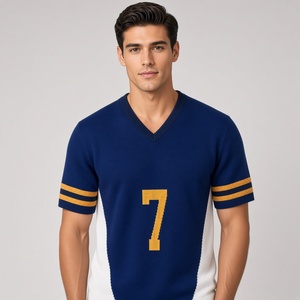 Camiseta de Rugby Blanca con Cuello en V y Número 7 Azul, Manga Corta, Tejido de Malla, Unisex, para Adultos, Corte Regular, para Todas las Temporadas - Product Image 2