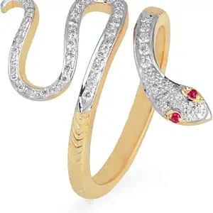 Certified Handcrafted 10K Yellow Gold Crawling Snake With 0.25 Carat Natural Diamond (H I Color, Vs2 Si1 Clarity) And 0.02 Carat