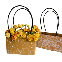 Tas Kertas Grosir Besar Tahan Air dan Ramah Lingkungan dari Kertas Kraft, Tas Bunga Kraft Custom Print dengan Pegangan