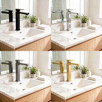 Robinet de lavabo monotrou moderne sans contact à poignée unique, avec cartouche céramique, en acier inoxydable brossé, à poser sur le comptoir - Meilleures ventes