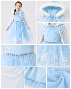 Costume de fée flocon de neige magique avec capuche en fausse fourrure pour fête d'hiver - Product Image 2